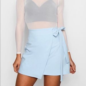 NWT BooHoo Blue Wrap Mini Skirt